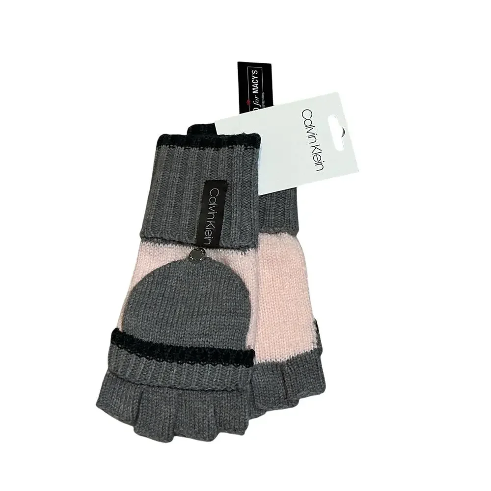 Calvin Klein Pink/Grey Flip-Top Glove Mittens and‎ Infinity Scarf Gift Set NWT